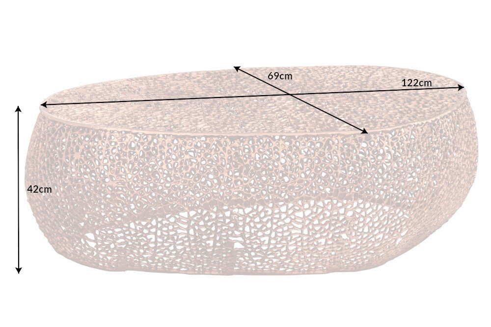 · ABSTRACT Wohnzimmer kupfer Couchtisch | LEAF Metall 122cm riess-ambiente Modern (Einzelartikel, 1-St), · kupfer kupfer · kupfer | Handarbeit