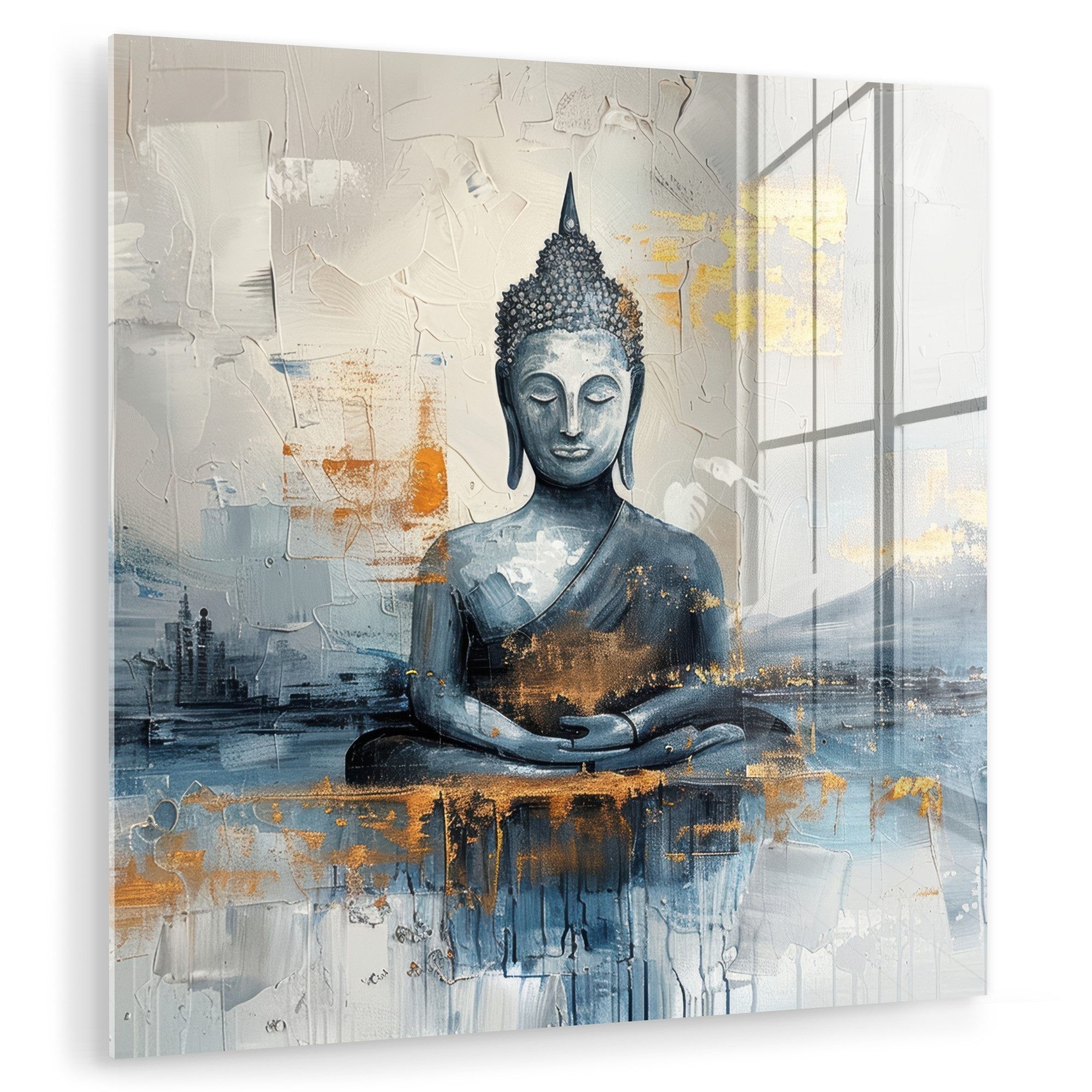 MuchoWow Acrylglasbild Buddha - Gold - Abstrakt - Modern, Inkl. Aufhängung, günstig online kaufen