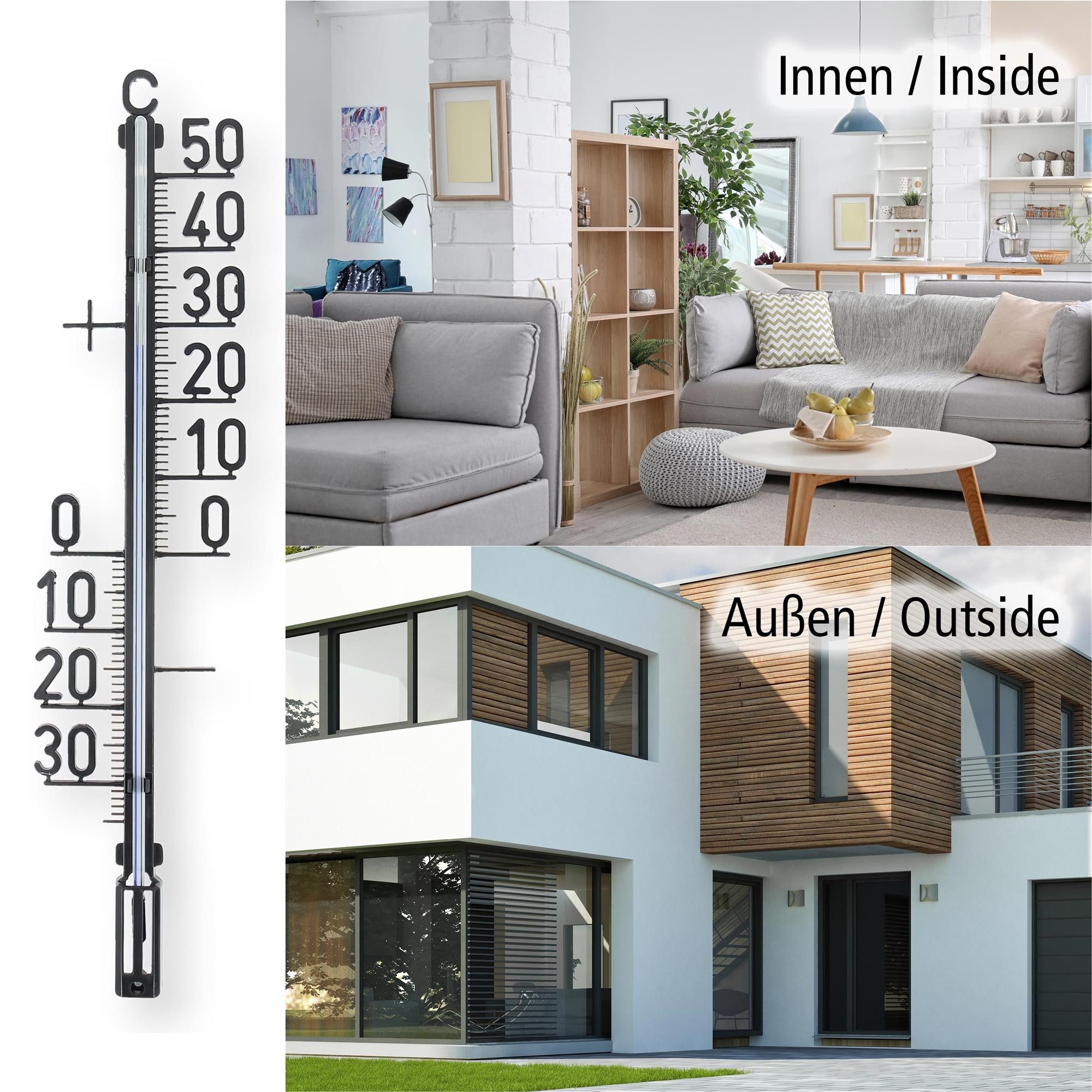 Lantelme Gartenthermometer 35cm Analog Thermometer Universal für Zimmer Innen Außen Garten