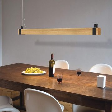ZMH Pendelleuchte Hängelampe Fernbedienung Holz Höhenverstellbar Rustikal, LED fest integriert, Tageslichtweiß