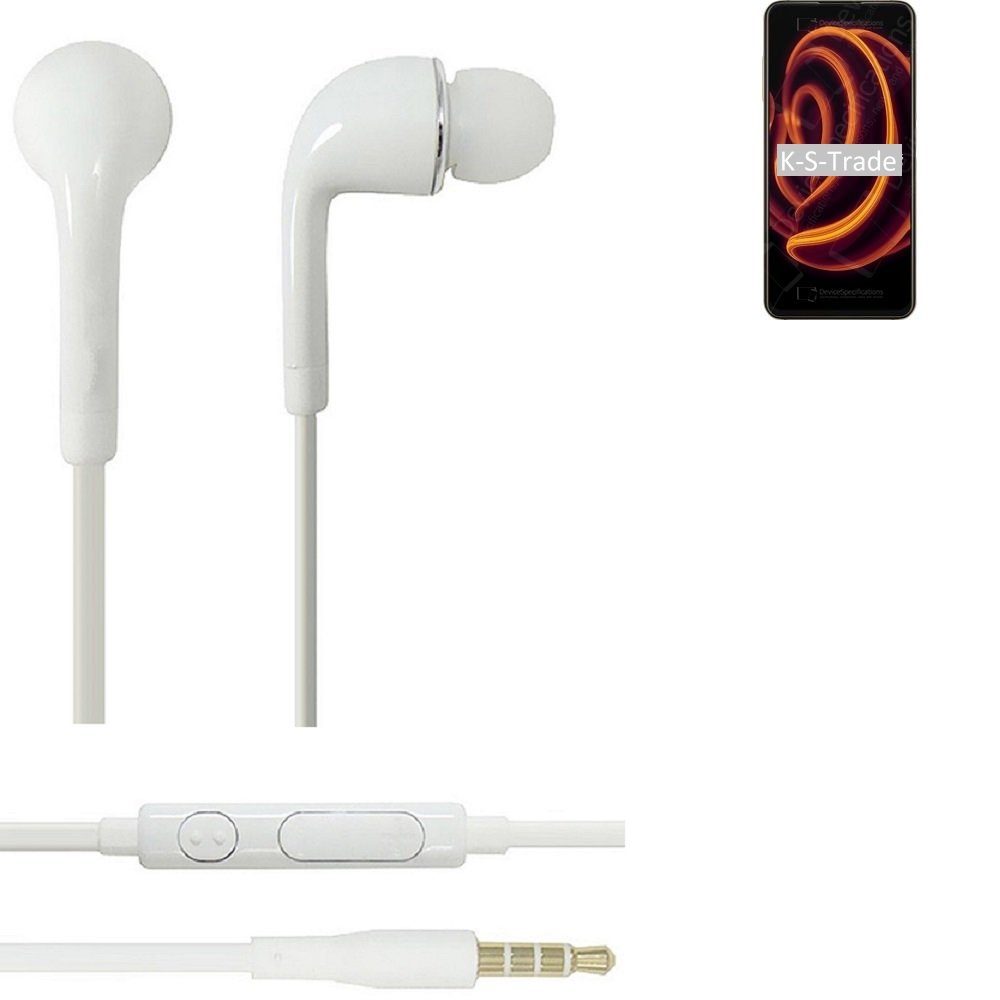K-S-Trade für Vsmart Joy 4 In-Ear-Kopfhörer (Kopfhörer Headset mit Mikrofon u Lautstärkeregler weiß 3,5mm)