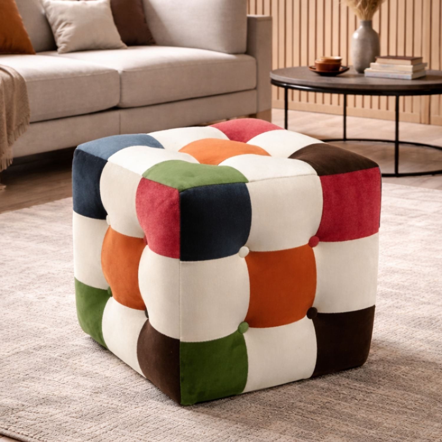 Skye Decor Pouf Patchwork (1-St), Gemusterter Polsterpouf