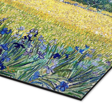 Posterlounge Alu-Dibond-Druck Vincent van Gogh, Arles mit Irisblüten im Vordergrund, Wohnzimmer Mediterran Malerei