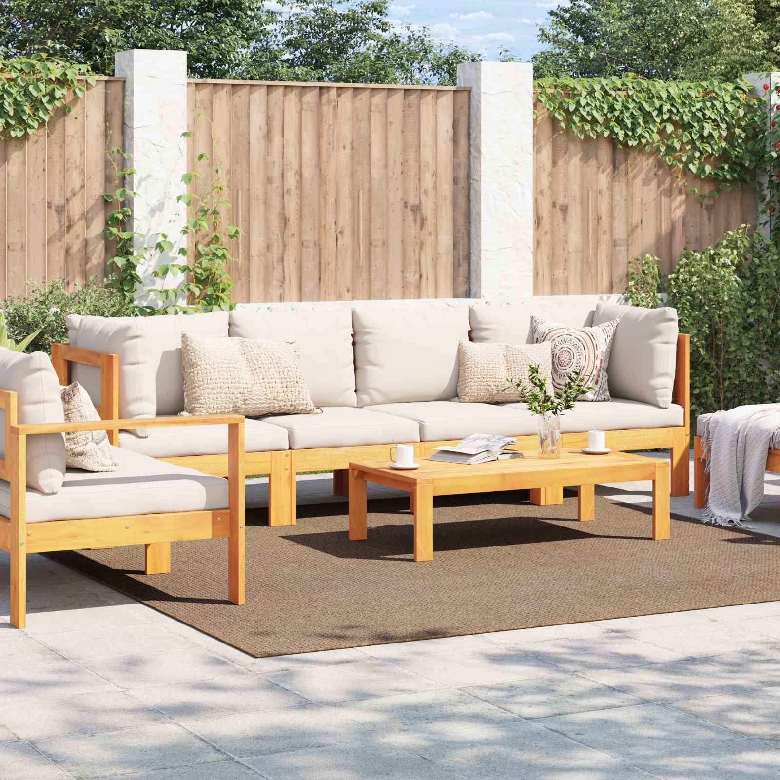 vidaXL Teppich Bereichsteppiche Quadratisch AGIRA Natur 240 x 240 cm Polyester, Quadratisch