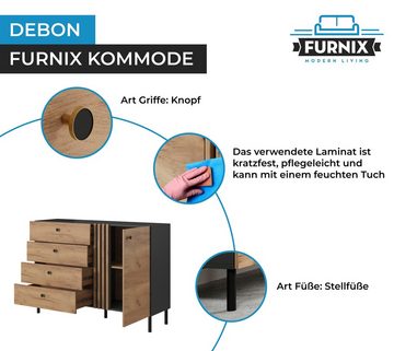 Furnix Kommode DEBON Sideboard D4S Eiche Handwerk Gold Anthrazit, industriel Design, B138,1 x H96,3 x T40 cm, Made in EU
