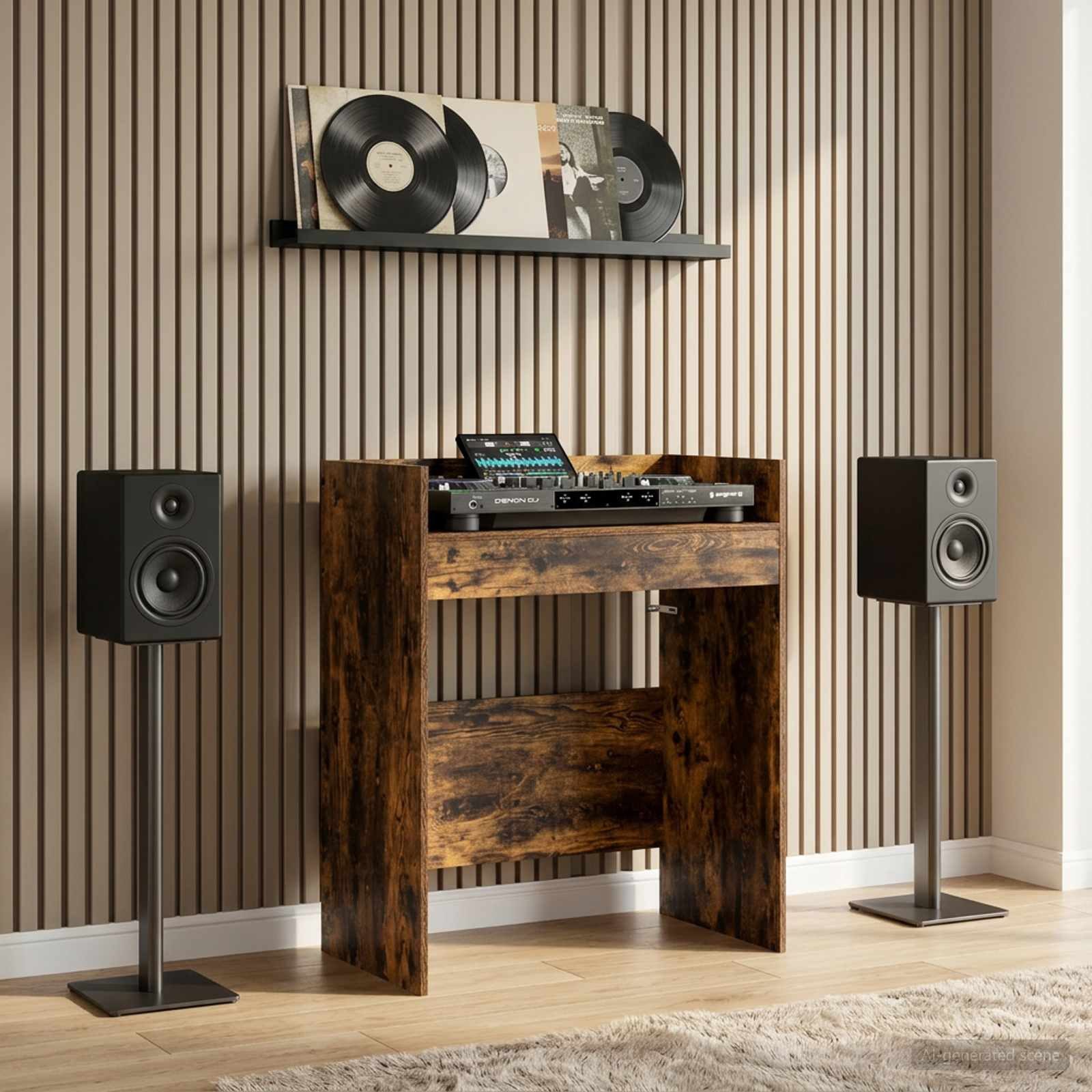 vidaXL Arbeitstisch DJ Tisch Raucheiche 102 x 45 x 102 cm Holzwerkstoff (1-St)
