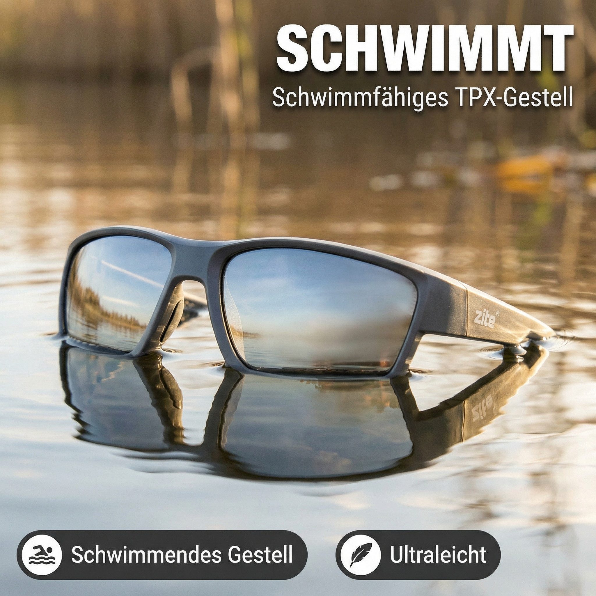 Zite Sportbrille Polarisationsbrille Orus schwimmfähig kratzfest inkl. Hardcase-Etui
