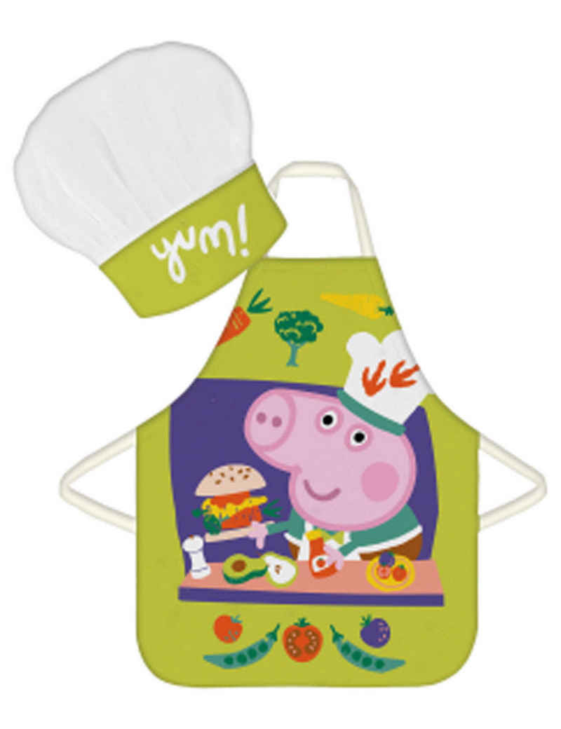 BrandMac Kochschürze Set Peppa Wutz, (2-tlg., Schürze, Kochmütze), Peppa Wutz