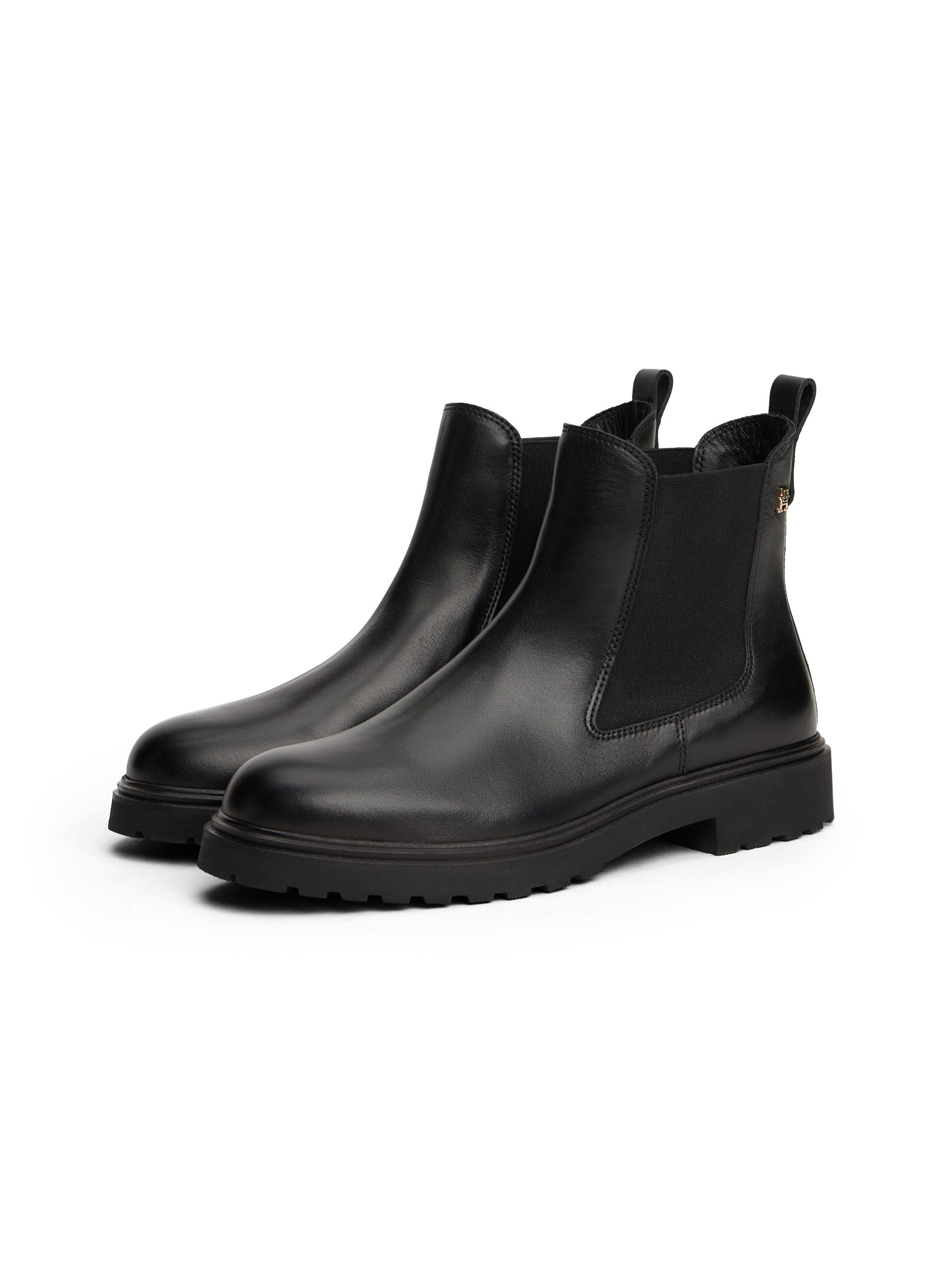 Tommy Hilfiger TH LEATHER CLEATED CHELSEA Chelseaboots, Blockabsatz, Stiefe günstig online kaufen