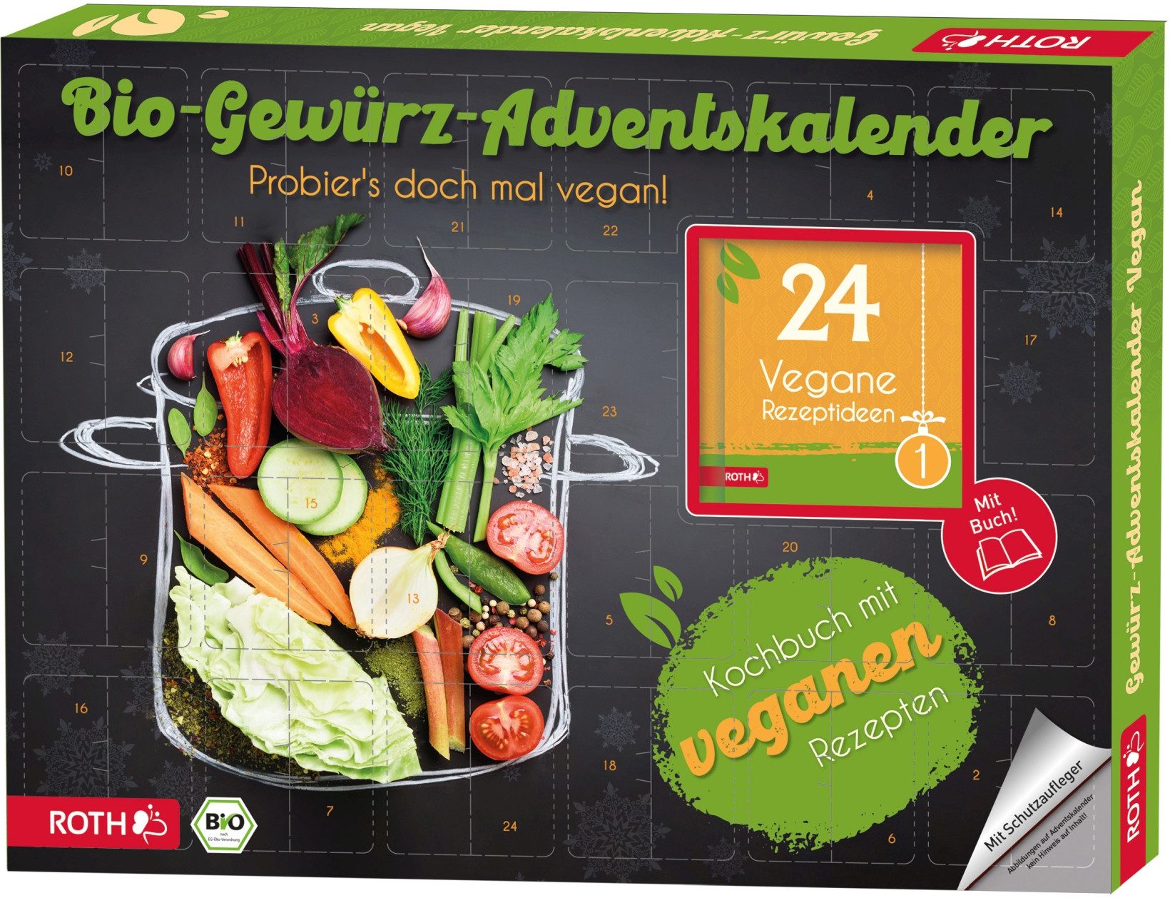 Roth Ideen ewige Kalender Adventskalender 'Bio-Gewürz-Adventskalender - Vegane Rezepte' bestückt