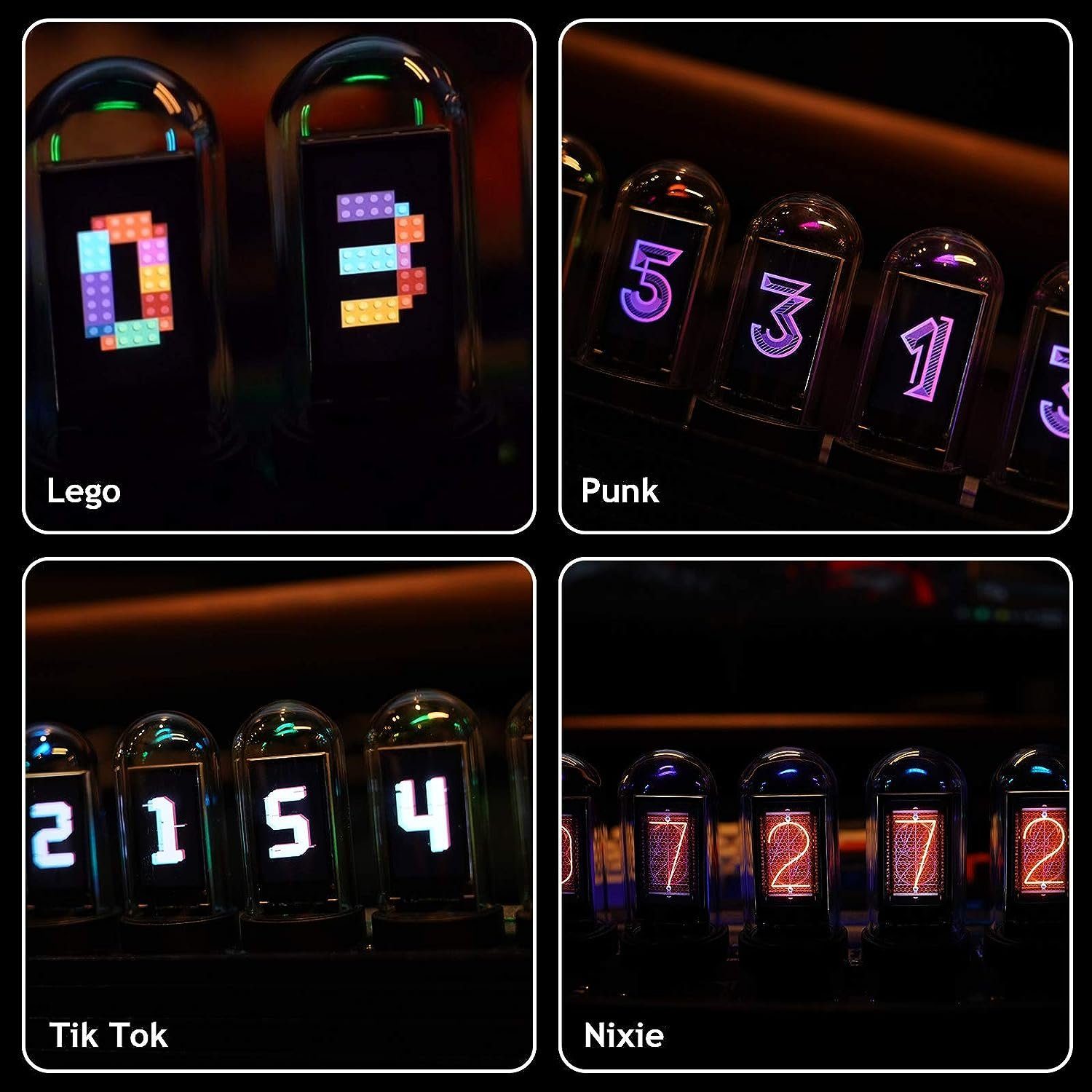 autolock Wecker RGB-Tischuhr,Vintage Digitaler Wecker,LED Nixie Nixie Display Röhrenuhr,LED Photo DIY Digitaluhr,DIY Uhr,RGB-Tischuhr Customized