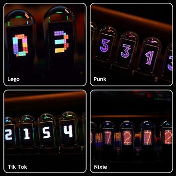 autolock Wecker RGB-Tischuhr,Vintage Digitaler Wecker,LED Nixie Uhr,RGB-Tischuhr DIY Nixie Röhrenuhr,LED Digitaluhr,DIY Customized Photo Display