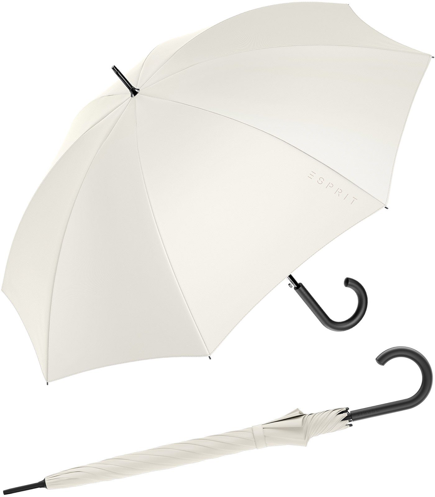 Esprit Stockregenschirm Damen-Regenschirm mit Automatik FJ 2022, groß und stabil, in den Trendfarben ivory