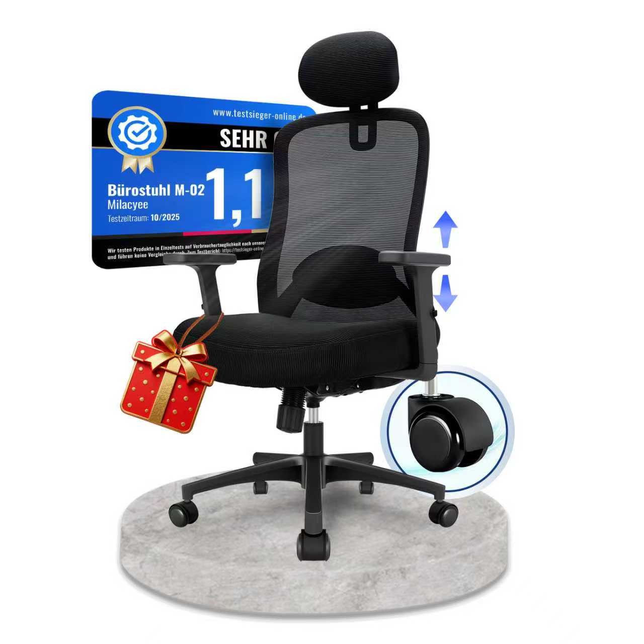 Milacyee Bürostuhl Ergonomisch,Chefsessel Wippfunktion abschließbar Stuhl,B günstig online kaufen