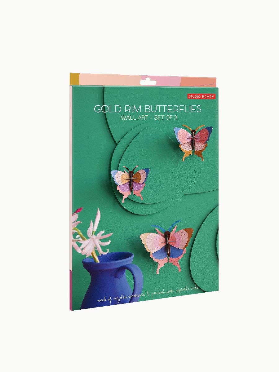 studio ROOF Wanddekoobjekt 3D Goldrand Schmetterlinge günstig online kaufen