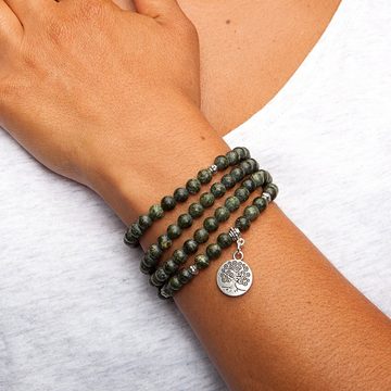 bodhi Wickelarmband Mala Wickel-Armband mit grünem Serpentinit, Modeschmuck