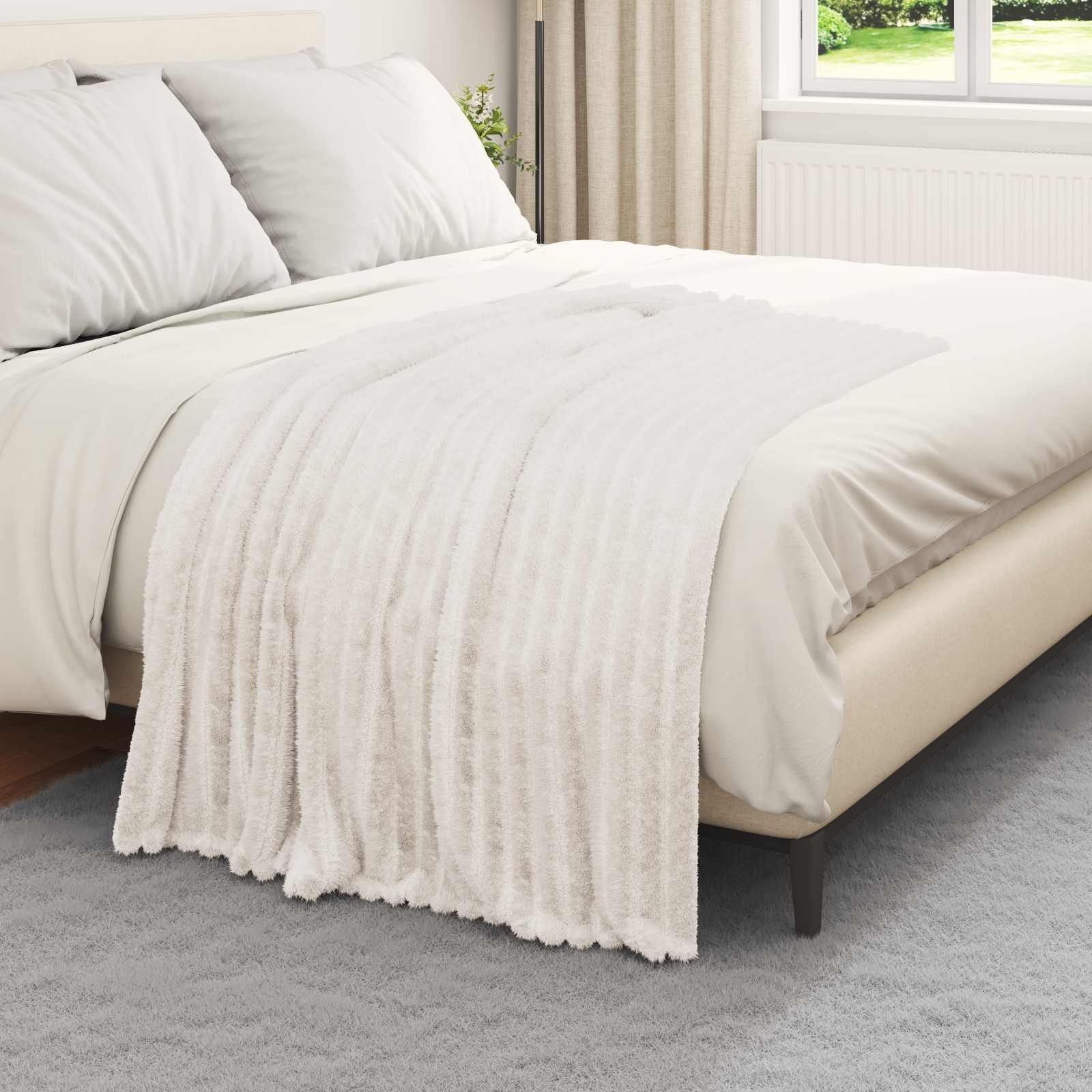 vidaXL Bettüberwurf Überwurfdecke Creme 150 x 130 cm Fleece günstig online kaufen