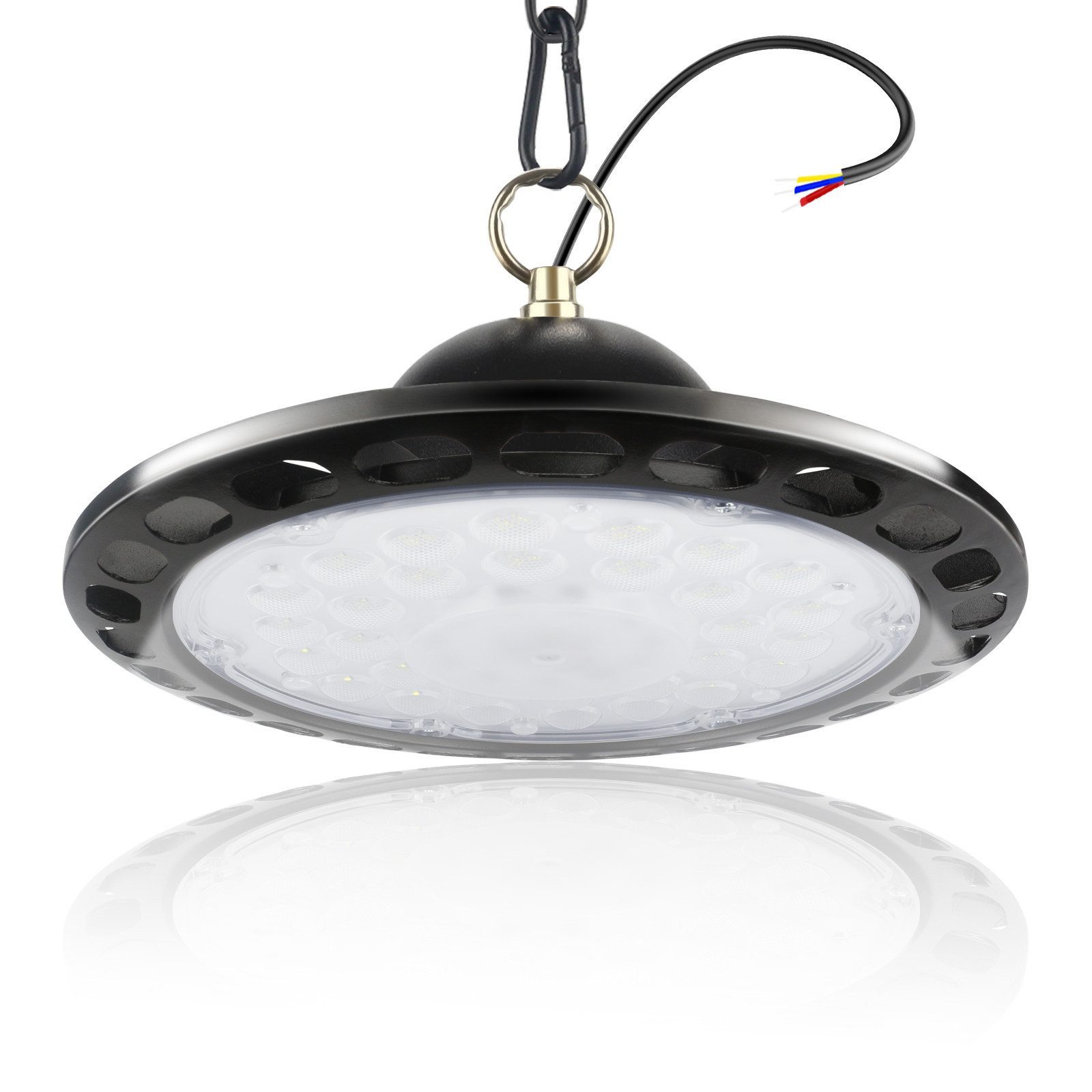 Ophy LED Arbeitsleuchte UFO LED-Hallenstrahler 100 W, 12.800 lm, 6000 K, IP66, Deckenleuchte für Garage & Werkstatt, Ø24 cm (LED fest integriert)