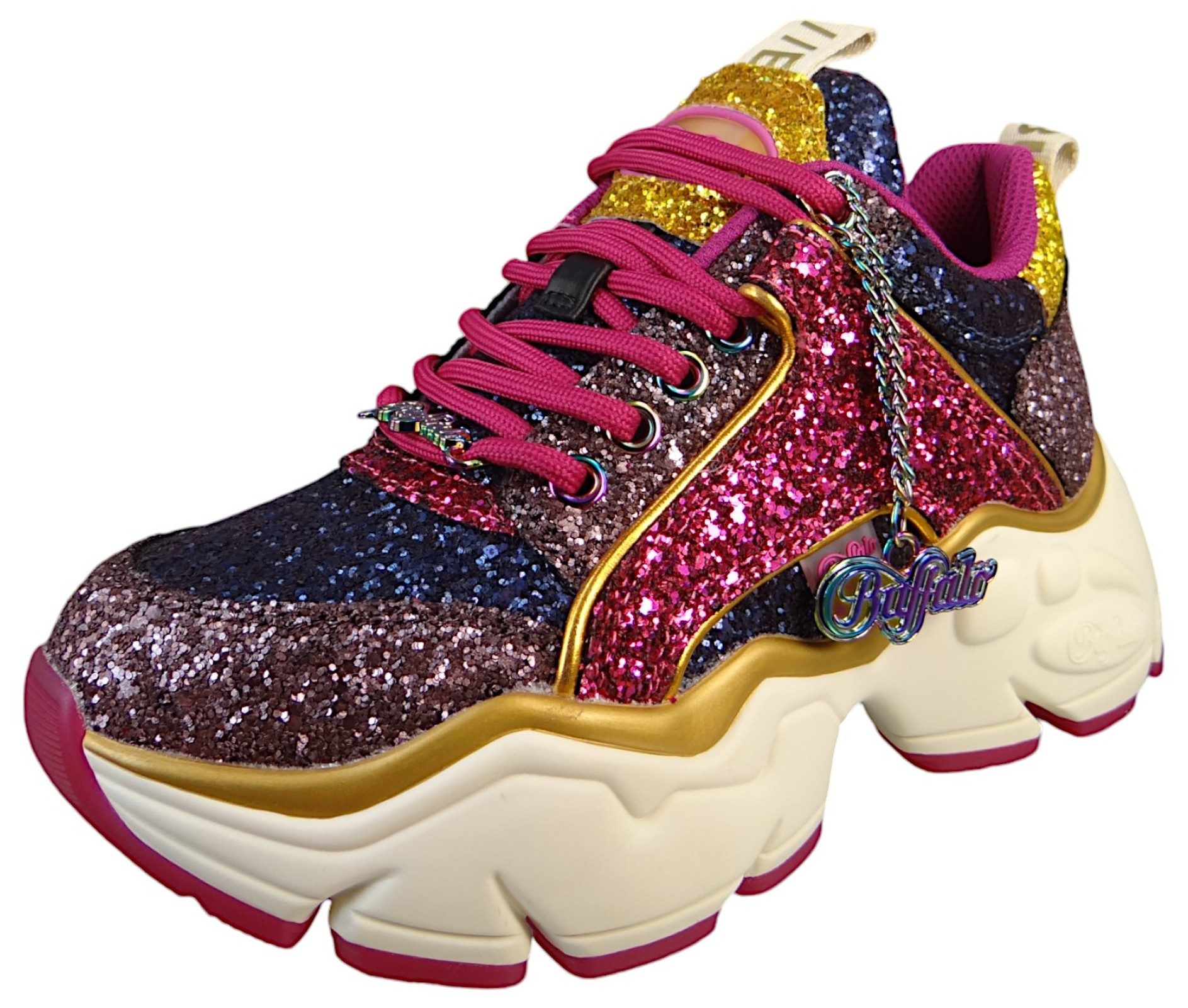 1636283 Binary Glam Low Top Grey/Magenta/Yellow Sneaker