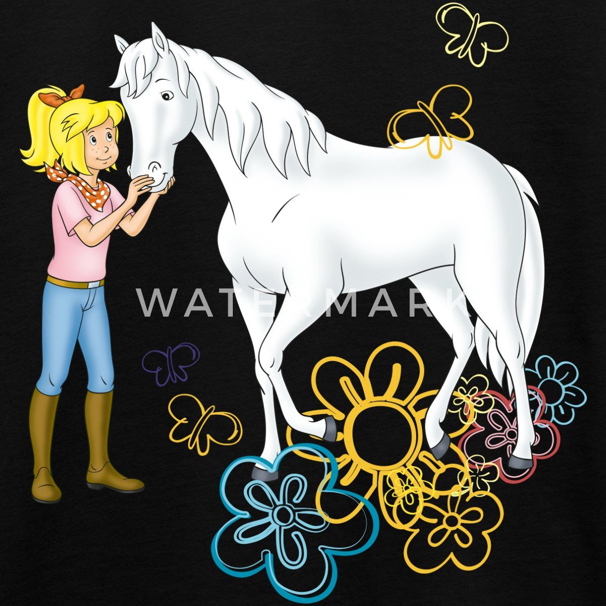 Spreadshirt T-Shirt Bibi Und Tina Bibi Kuschelt Mit Stute Sabrina Teenager Premium T-Shirt (1-tlg)