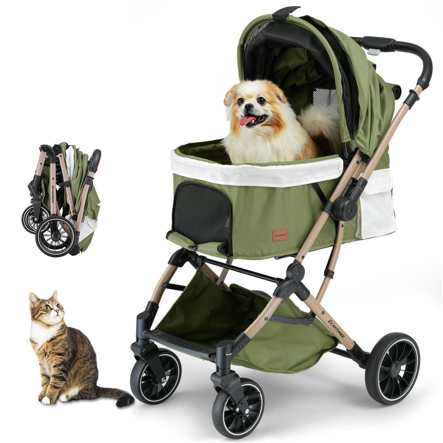 LuxusKollektion Trolleyset Hundewagen 20kg faltbar grün