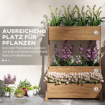 Outsunny Hochbeet 3-Stufiger Blumenkasten, Gemüsebeet mit Innenvlies (Gartenbeet, 1 St., Kräuterbeet), für Garten, Balkon, Natur