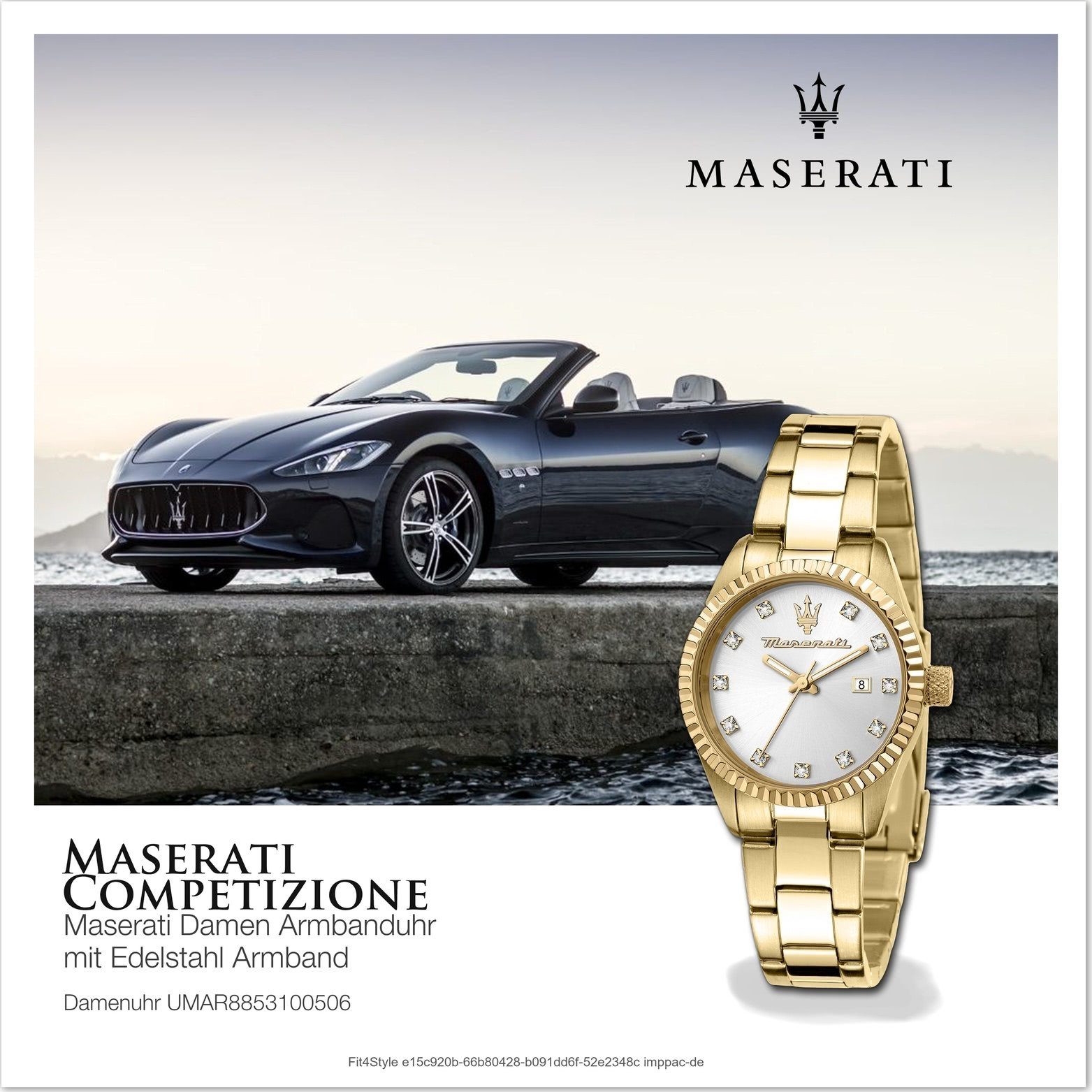 Quarzuhr Edelstahlarmband, Gehäuse, mittel silber (ca. MASERATI Edelstahl 31mm) Maserati Armband-Uhr, rundes Damenuhr