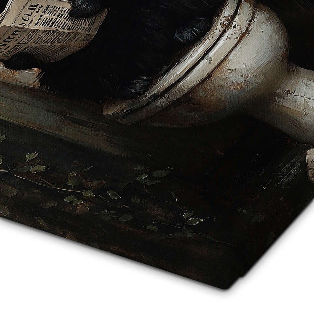 Posterlounge Wandbild Rauchende Katze liest Zeitung auf Toilette, Olga Telnova, erhältlich als Poster, Leinwandbild, Wandsticker oder Acrylglasbild