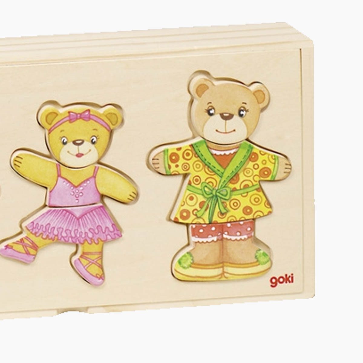 goki Biegepuppe Anziehpuppenpuzzle Bärenfamilie (Spar-Set, 36-tlg., packung), Fördert Motorik, Konzentration und kreatives Denken