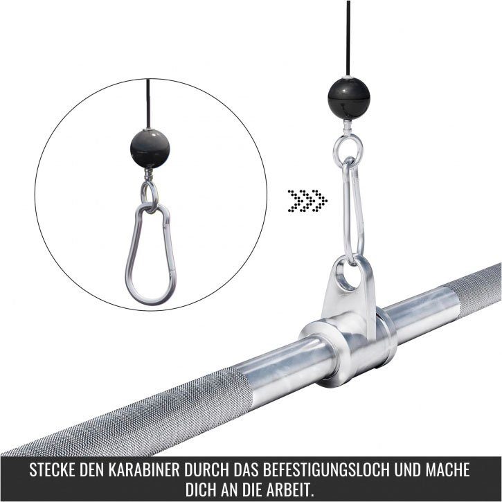 Trainingshilfe Chrom SPORTS Drehgelenk Rudergriff mit GORILLA Hufgriff Latzugstange