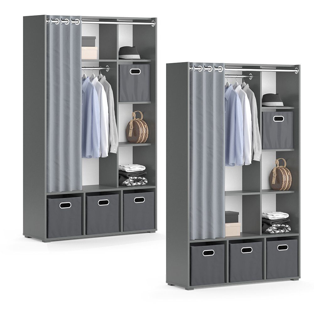 Grau Luigi Grau Vicco Faltboxen Garderobenschrank | Kleiderschrank Grau mit