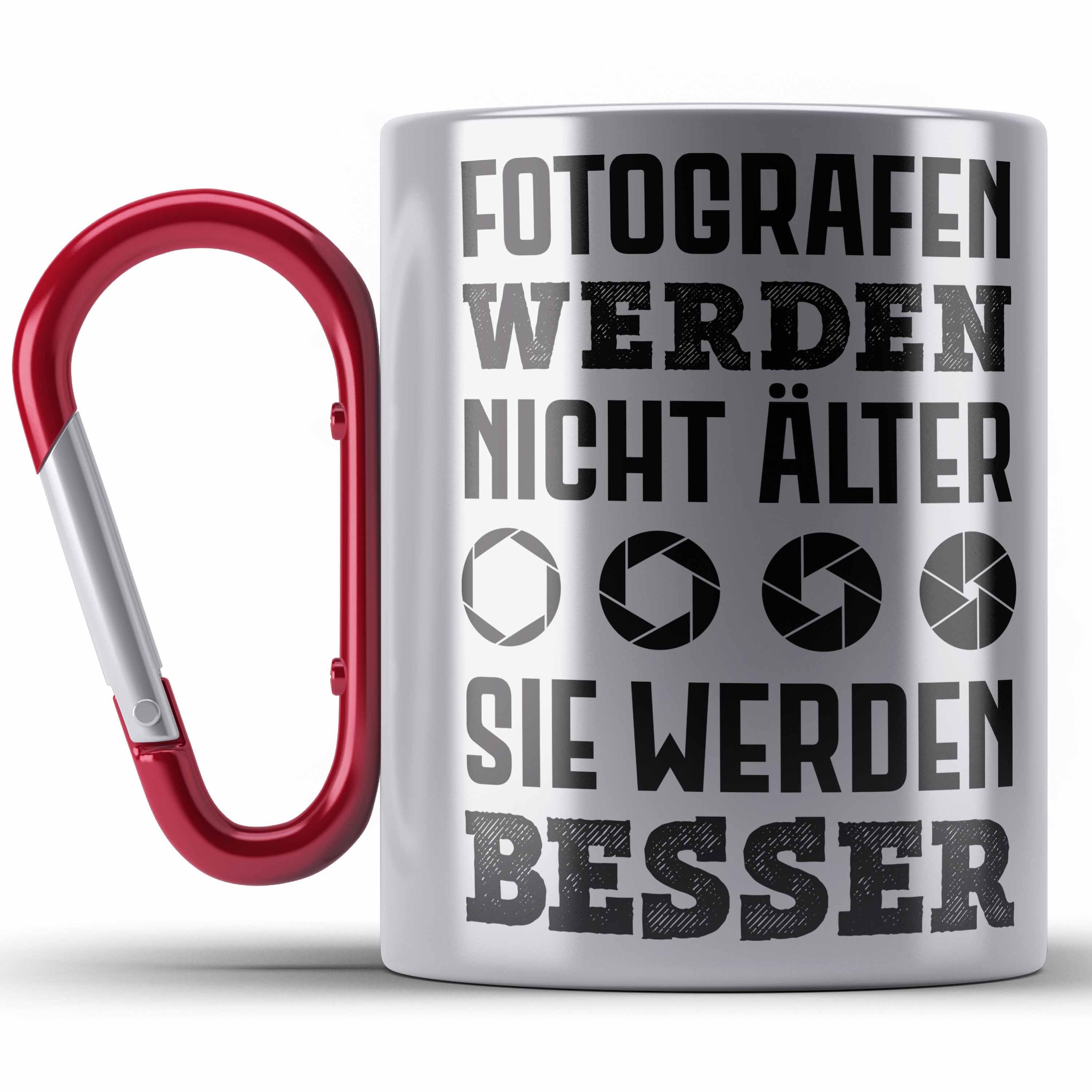 Trendation Thermotasse Fotograf Zubehör Fotografieren Geschenk Tasse Edelstahl Fotografie Rot Ede