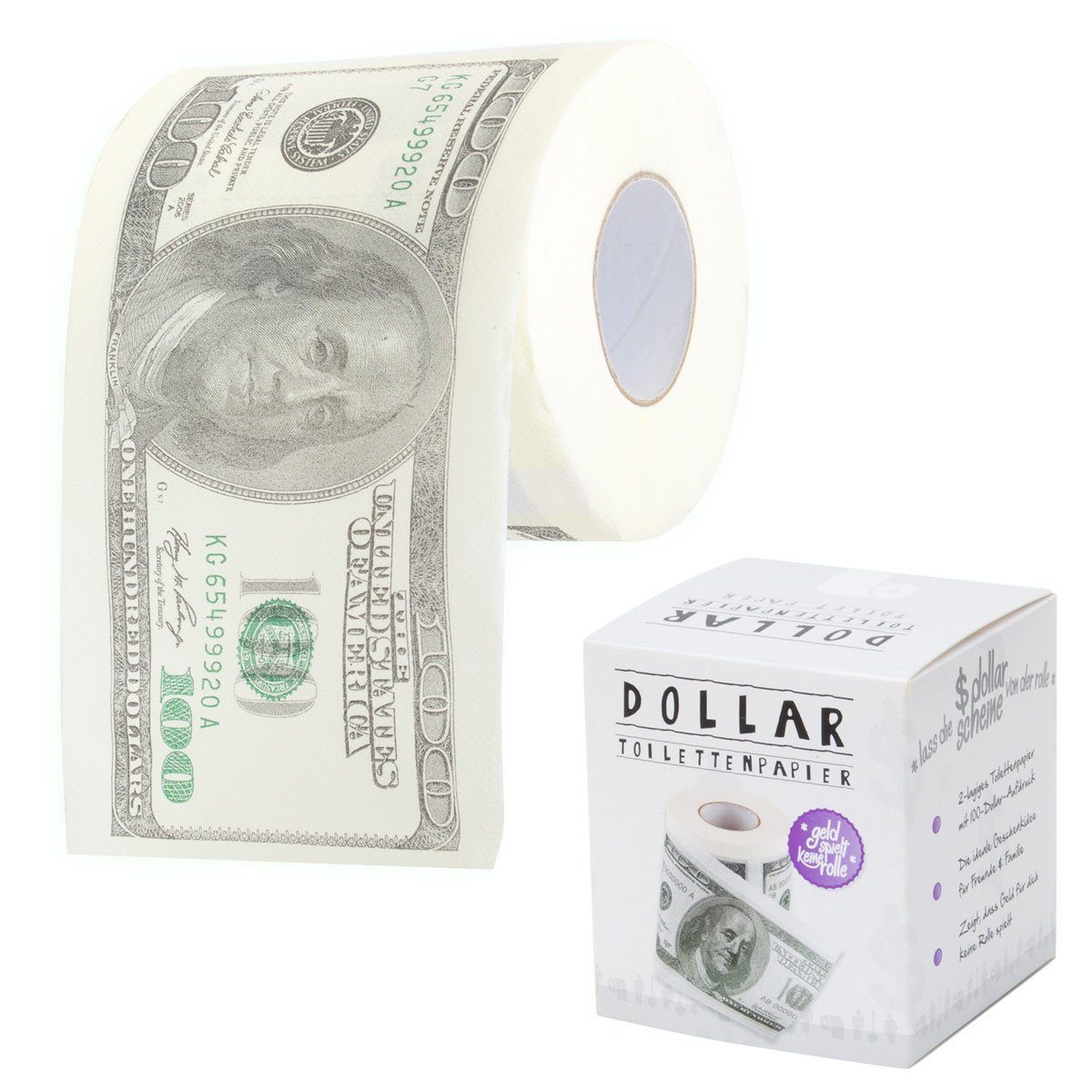 Goods+Gadgets Papierdekoration US Dollar Klopapier, Scherzartikel Toilet USD Toilettenpapier Paper