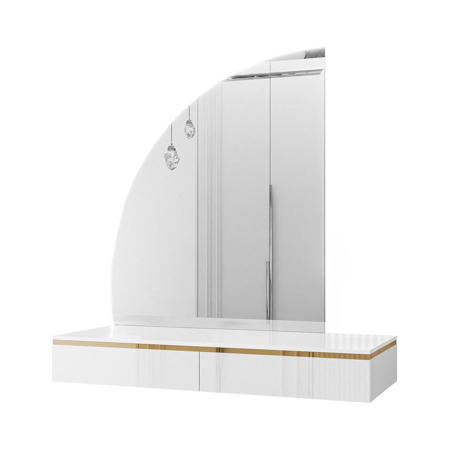 Lookway Schminktisch AURORA-Q hängender Schminktisch mit Spiegel und Led Be günstig online kaufen