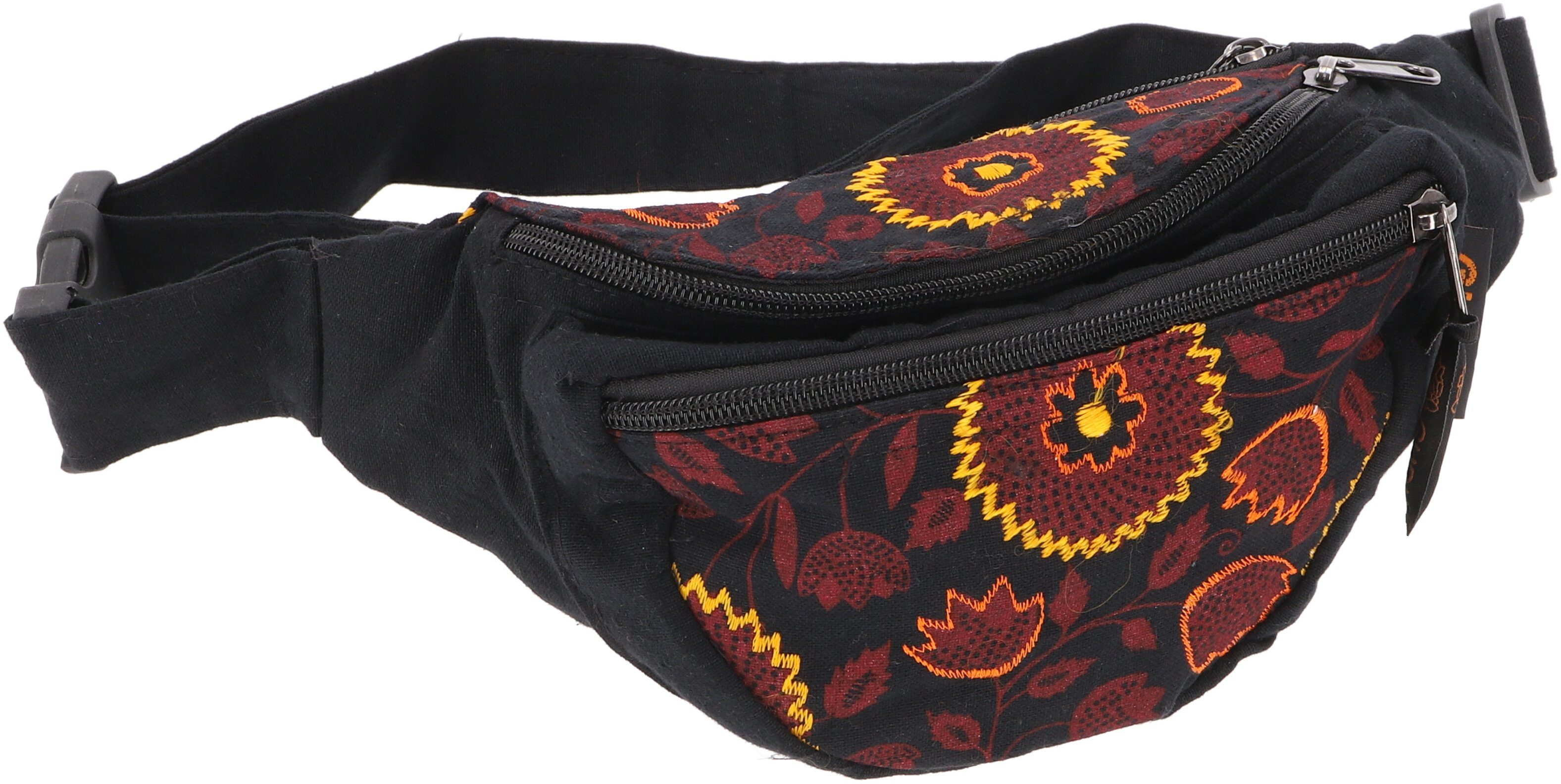 Gürteltasche Boho Guru-Shop Sidebag, Nepal.. Ethno schwarz bestickte