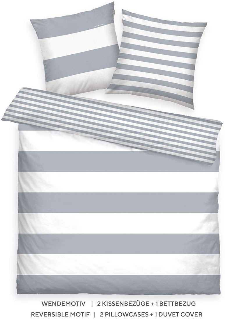 TOM TAILOR HOME Wendebettwäsche SIENA in Gr. 135x200cm, 155x220cm oder 200x220cm, Renforcé, 3 teilig, gestreifte Bettwäsche aus Baumwolle, Bettwäsche mit Wendeo – Bild 3 von 5