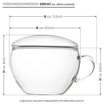 Creano Teeglas Creano 2er-Set Teeglas mit Deckel, praktisch für ErblühTeelini oder, Glas, 2x Teegläser