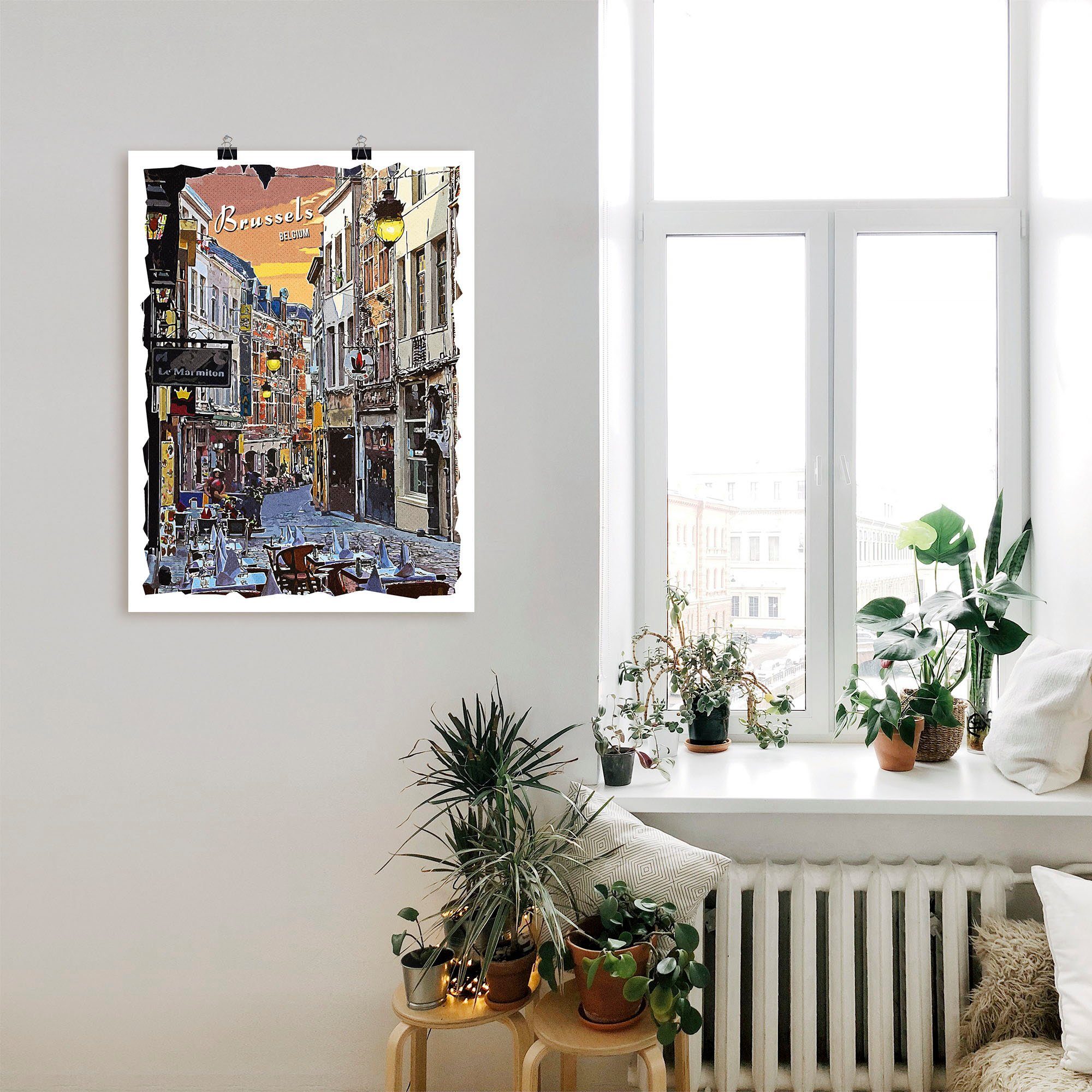 Alubild, St), Grafik, versch. Belgien Größen (1 Wandbild Leinwandbild, Brüssel Artland oder als in Poster Wandaufkleber
