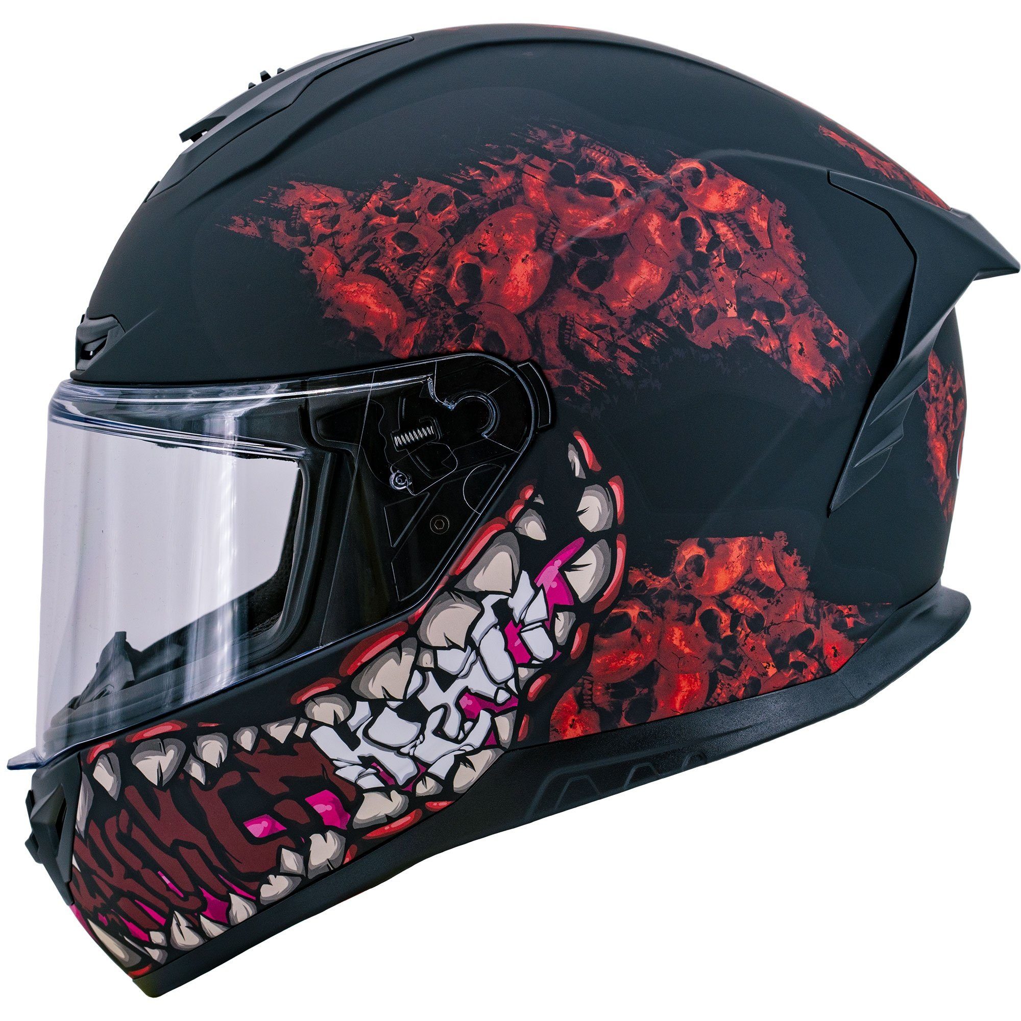 Broken Head Motorradhelm Broken Head Integralhelm Broken Skull Freak Rot, Auffälliges Design