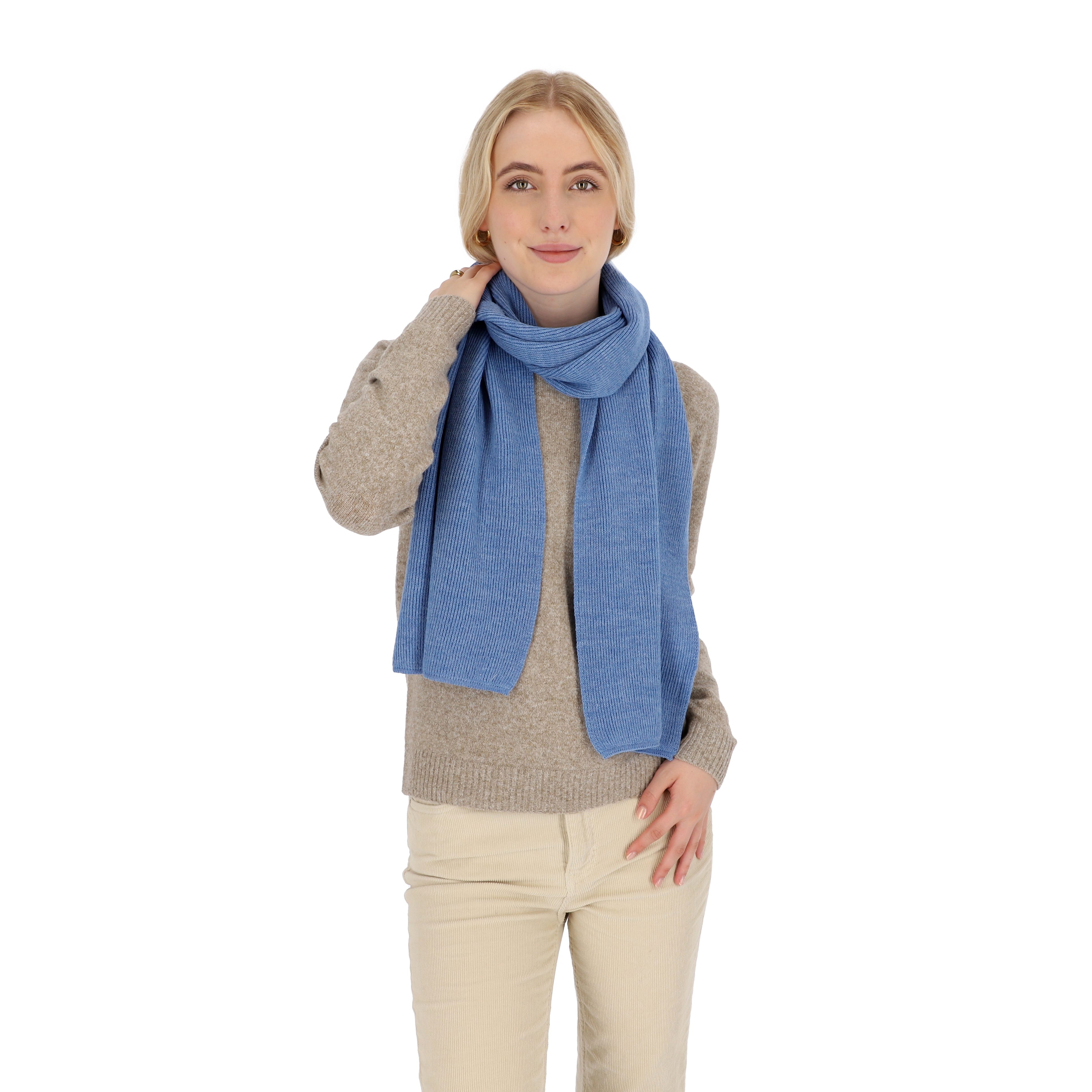 halsüberkopf Accessoires Strickschal feiner Strickschal, Made in Germany blau | Strickschals