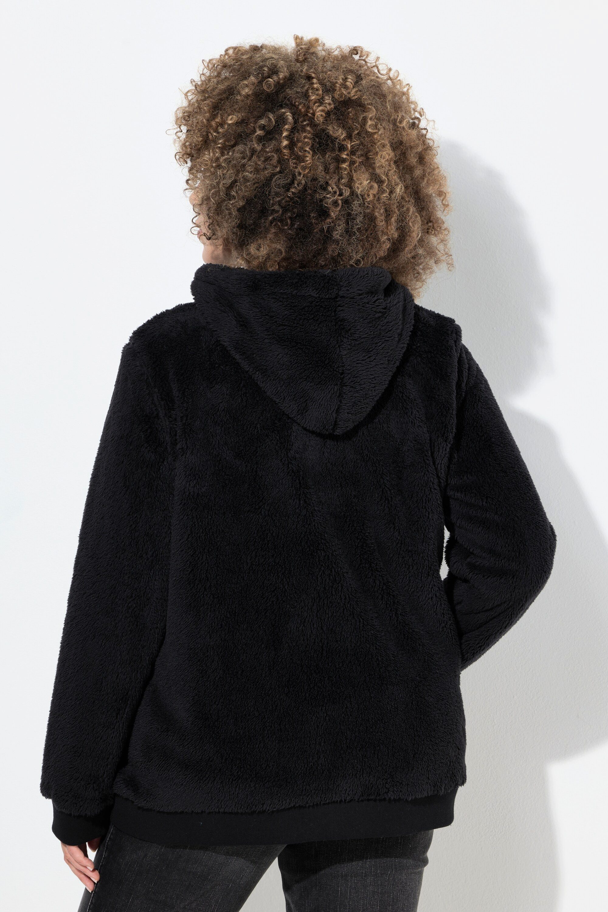 Ulla Popken Sweatjacke Teddy-Jacke Kapuze Langarm weicher Teddyplüsch – Bild 3 von 4