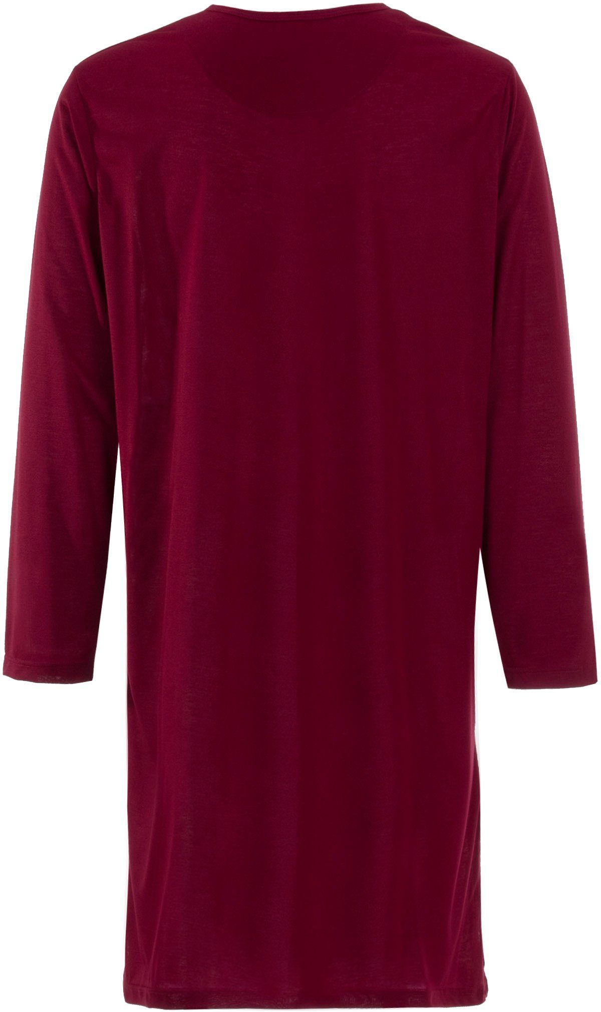 Lucky Nachthemd Nachthemd Langarm - Uni mit 3er Knopfleiste bordeaux