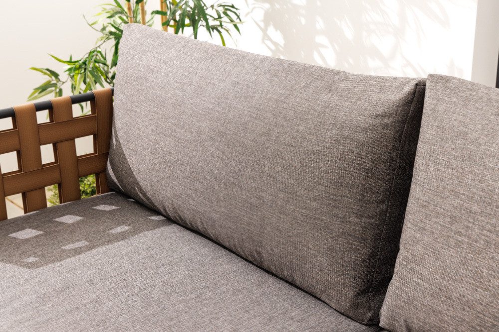 riess-ambiente Loungesofa UNIQUE 185cm schwarz / braun / grau · Outdoor-2-Sitzer aus Aluminium, Einzelartikel 1 Teile, inkl. Kissen · wetterfest · Balkon/Terrasse/Garten · Rattan-Geflecht