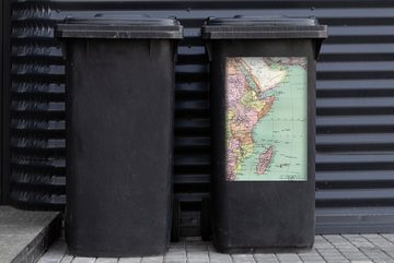 MuchoWow Wandsticker Weltkarte - Vintage - Afrika (1 St), Mülleimer-aufkleber, Mülltonne, Sticker, Container, Abfalbehälter