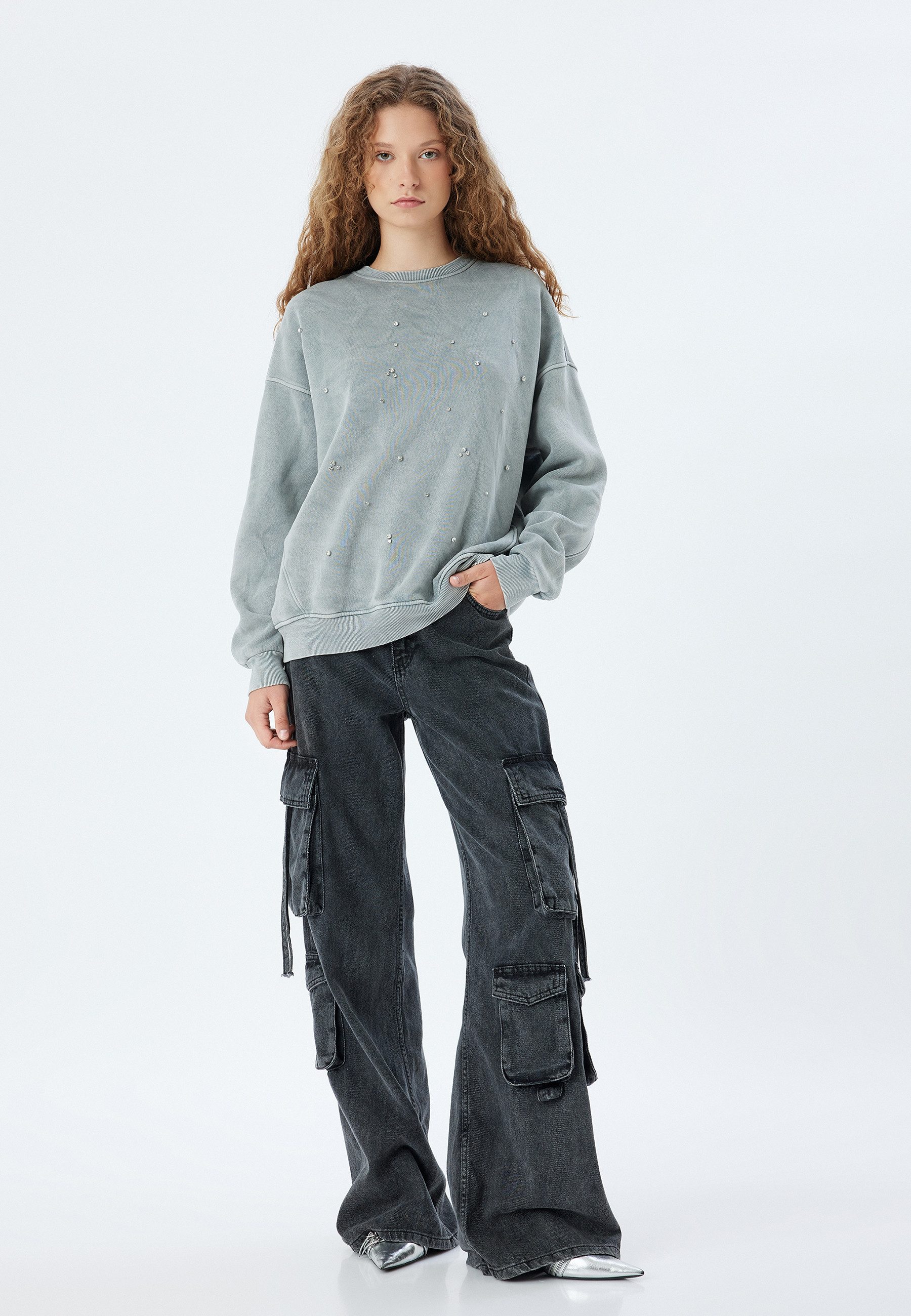 Koton Sweatshirt Rundhalsausschnitt Gewaschen