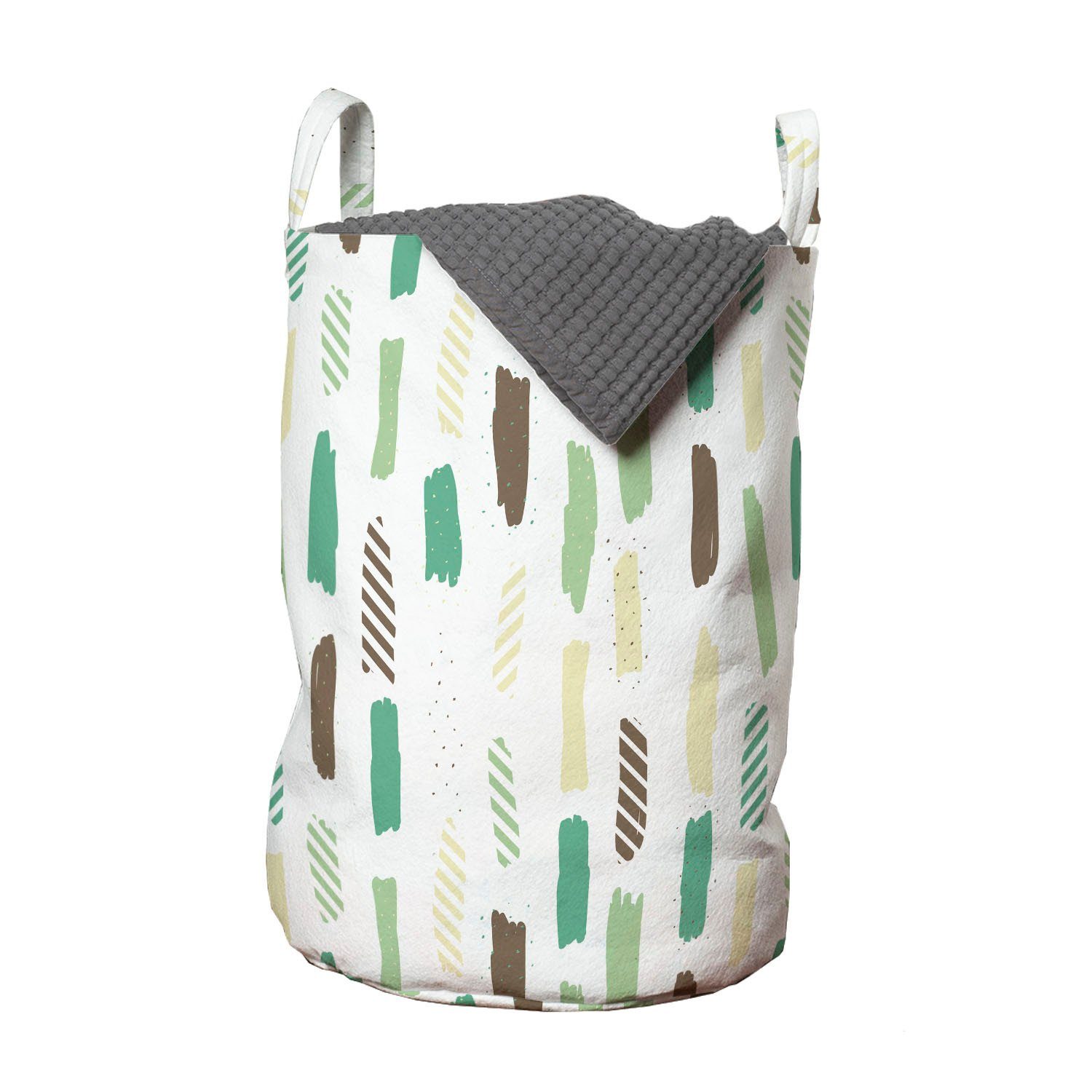 Abakuhaus Wäschesäckchen Wäschekorb mit Griffen Kordelzugverschluss für Waschsalons, Farbe Vertikal Pinsel Serien