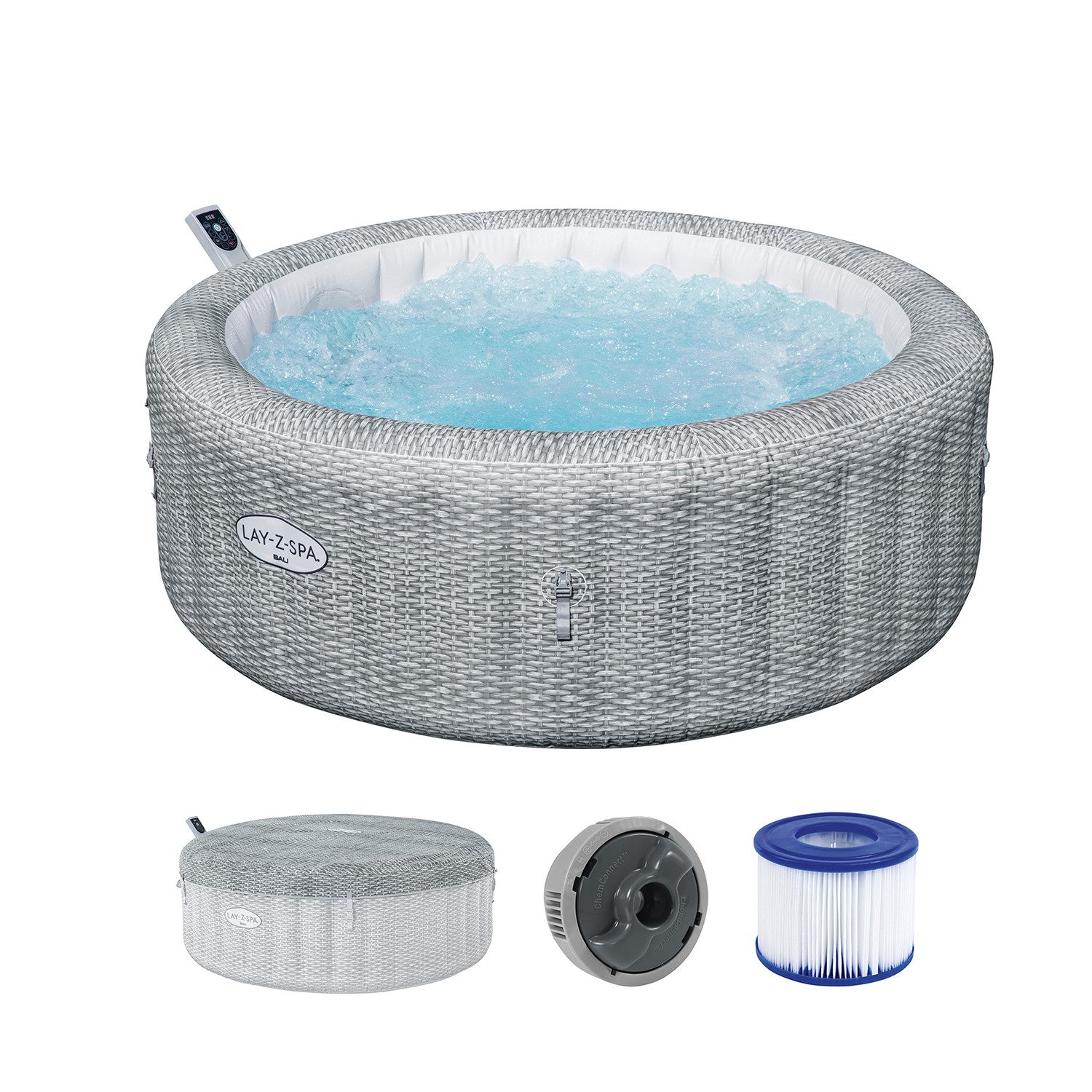Bestway Whirlpool LAY-Z-SPA® Bali AirJet™, (Set, Inkl. App-Steuerung, für max. 6 Personen), Ø 196 x 71 cm