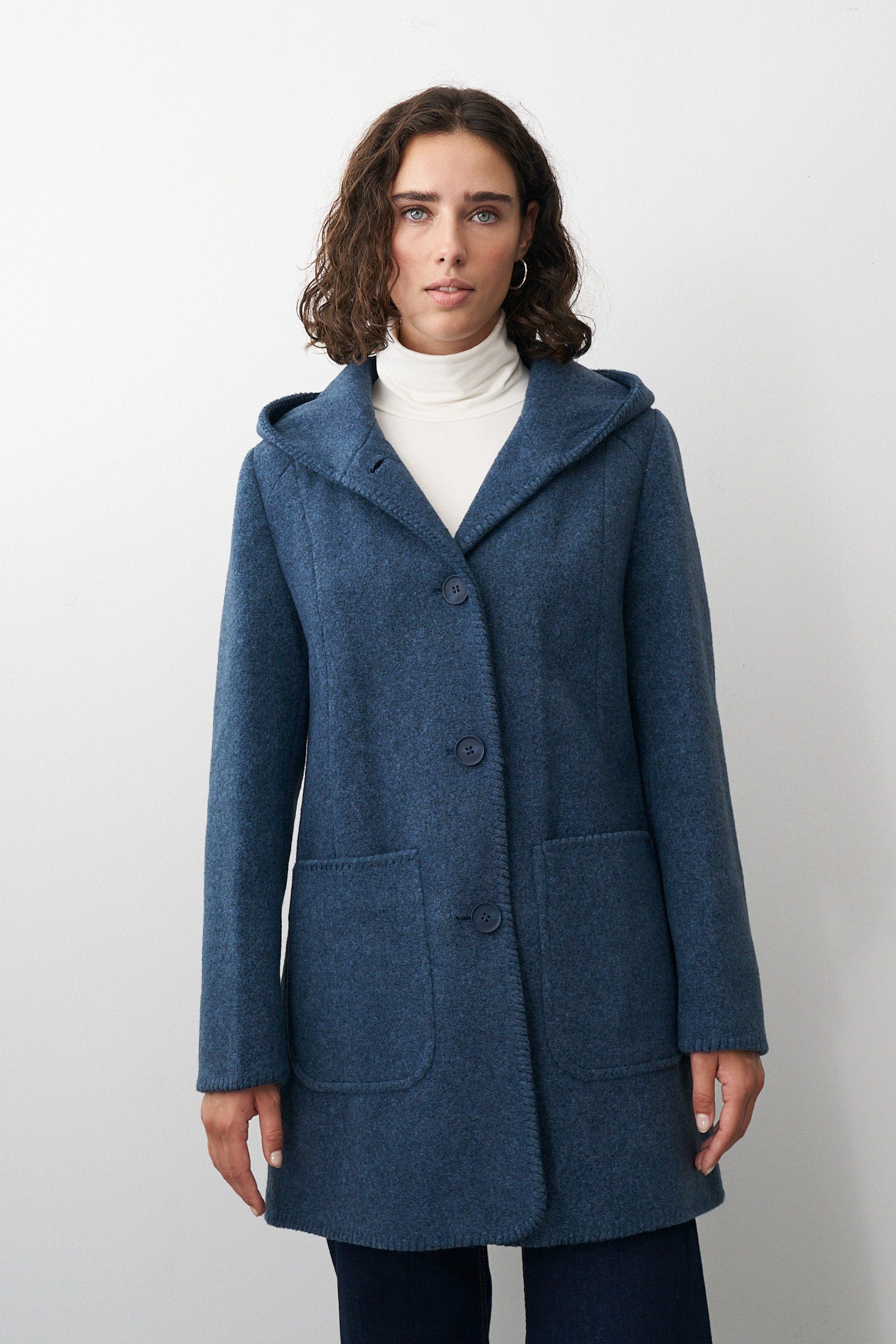 Barbara Lebek Kurzmantel Trenchcoat, Damenmantel oder Wollmantel mit Kapuze – Bild 4 von 5