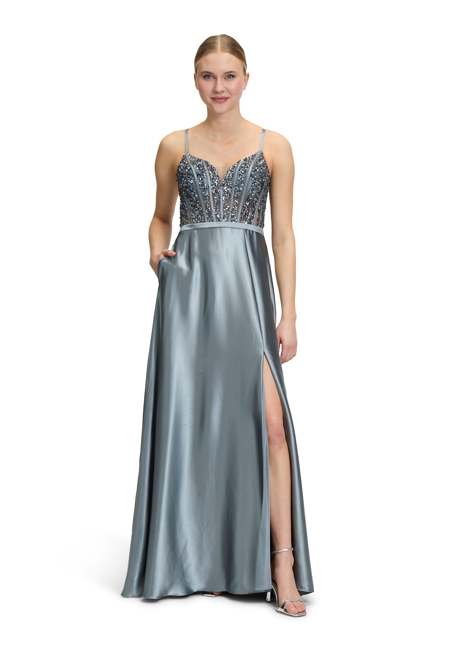 Vera Mont Abendkleid Damen Abendkleid mit Stickerei Glitzersteine günstig online kaufen