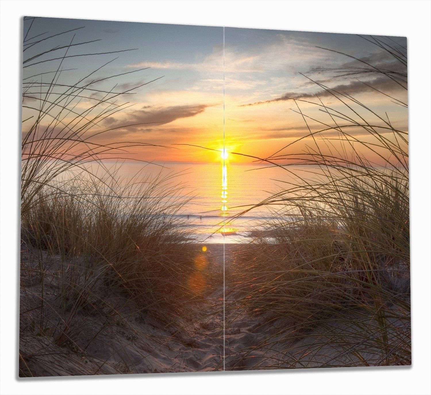 Wallario Herd-Abdeckplatte Sonnenuntergang am Strand, ESG-Sicherheitsglas, (Glasplatte, 2 tlg., inkl. 5mm Noppen), verschiedene Größen